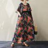 Short Sleeve Plus Size Cotton Vintage Floral New In Dresses for Women Casual Loose Long Summer Dress