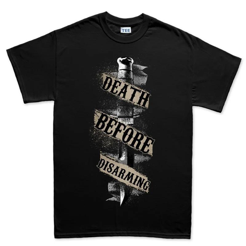 Unisex Black Cotton TShirt Vintage Biker Grunge Death Before Disarming Fitness Muscle TShirt M