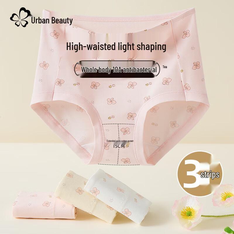 Cosmo Lady Women's Plus Size High-Waist Tummy Control Antibacterial Cotton Briefs 3-Pack