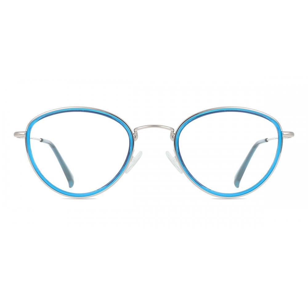 Smartbuy Collection Fashion Unisex Eyeglasses Full Rim Oval Blue Gunmetal Mtr 93g