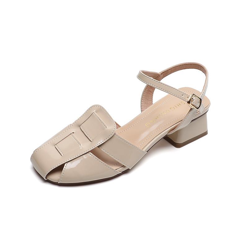 1979-28 Baotou sandals women's 2025 summer new Internet celebrity summer fashion small heel pig cage shoes