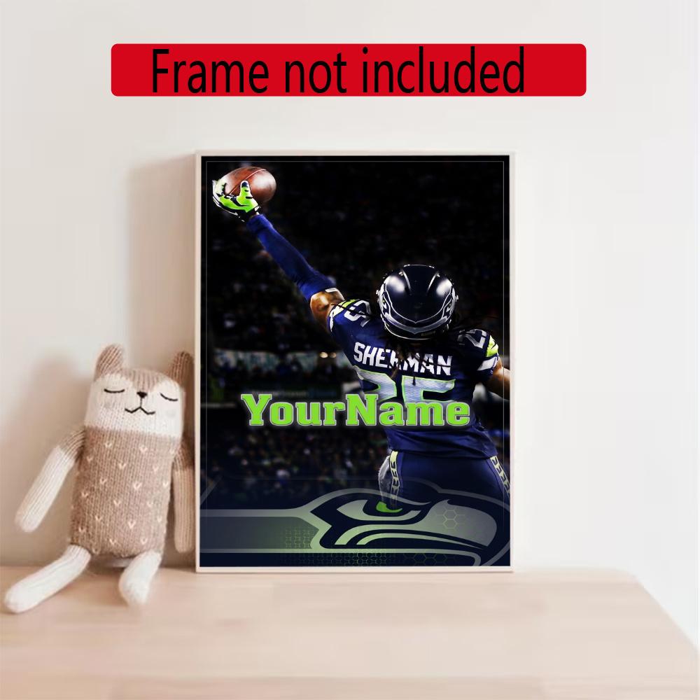 Seattle Seahawks Customize Text Diamond Painting Round Diamond Mosaic Suitable For Beginners Diamond Painting Rhinestones Gift Frameless