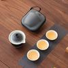Gradient Travel Tea Set, Ceramic Kuai Ke Cup Portable Package Outdoor Minimalist Style Cup Office Use, One Pot with Three Cups