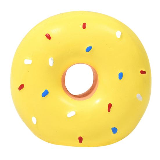 Пончик Игрушка для Собак Пищащая Латексный Пончик Игрушка-Жевалка для Собак Интерактивная Игрушка для Дрессировки Собак для Игры на Улице Апорт Чистка Зубов жёлтый