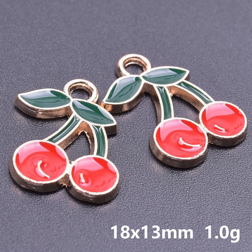 20 Stück Lebensmittel-Accessoires Rote Erdbeere Kirsche Emaille-Anhänger Für Schmuckherstellung Großhandel Frucht Banane Avocado Anhänger Anhänger-Zubehör