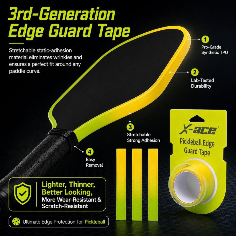 3.0 Pickleball Paddle Edge Guard Stretchable Anti-Wrinkle Wear-Resistant Tape Rackets
