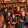 Nuxovilar Happy Birthday Yard Banner - 78.7x17.7 Inch Brick Wall with Colorful String Lights,Happy Birthday Yard Design, Outdoor/Indoor Giant