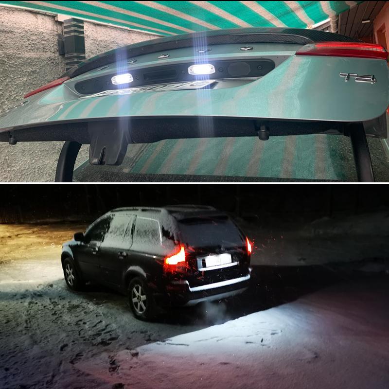 2pcs White LED light Error Free Number License Plate Lights for Volvo S80 XC90 S40 V60 XC60 S60 C70 V50 XC70 V70 LED Tag Lights Back Up Lights 1