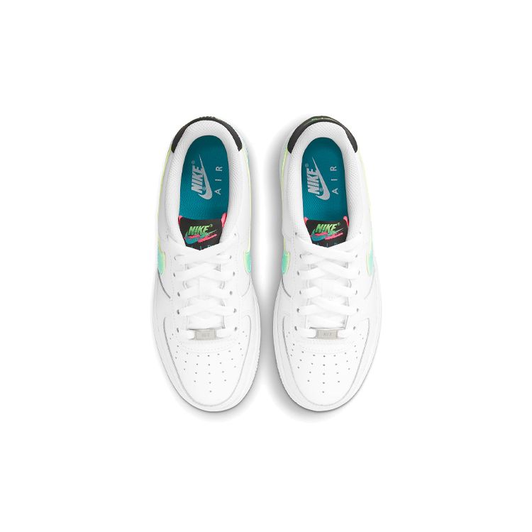 Nike Air Force 1 LV8 1 GS White Aquamarine Kids Sneakers Black Green-Strike DJ5154-100