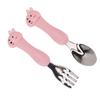 Cartoon Fork Spoon Stainless Steel Baby Feeding Training Spoons Forks Portable Children Animal