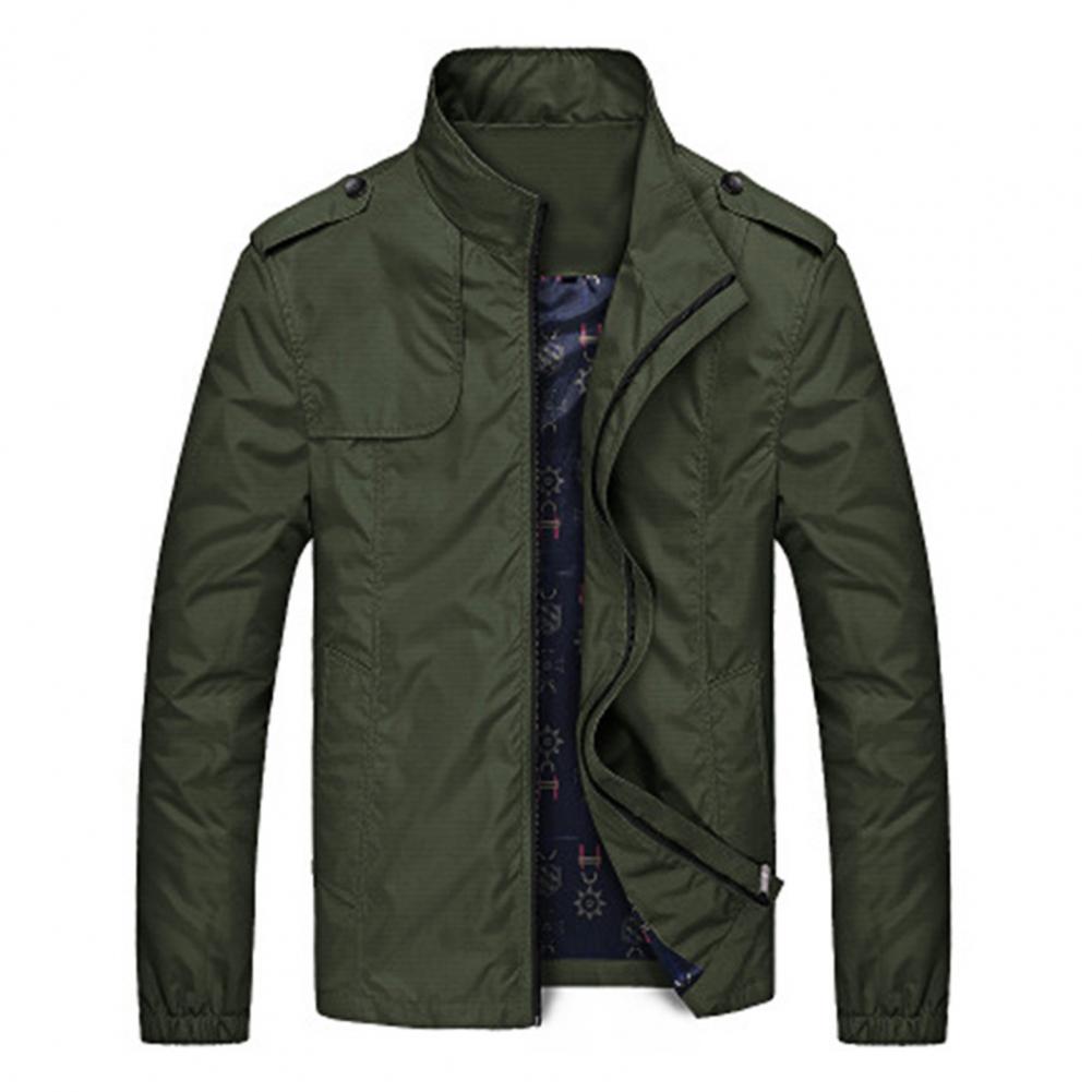 Men's Coat 3D Cutting Popular Zipper Closure  Solid Color  Stand Collar  Top Two Pockets Zipper Closure Casual Jacket for Autumn