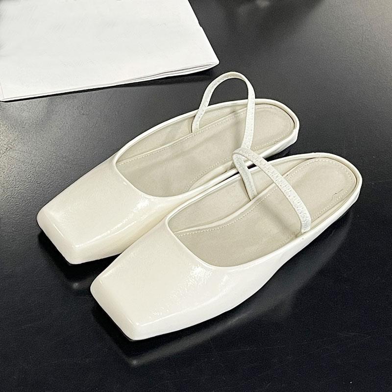 Fashion Big Size Fashion Square Toe Ladies Flats Sandals Slides Shoes Female Slip On Footwear Women Flats Sandals Slippers Shoes Mules