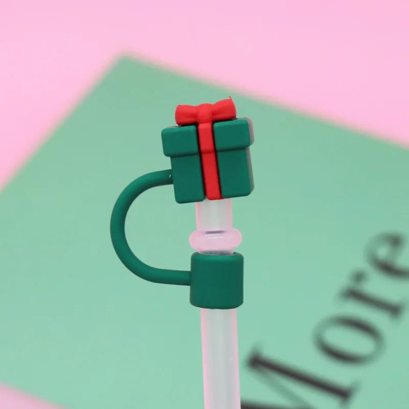 Christmas Straw Cover Silicone Tips Drinking Dust Cap Santa Snowman Yeti Straw Stopper Reusable Christmas Party Straw Decoration