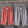 Women's Summer Cotton-Linen Loose Wide-Leg Crop Pants 216 - Plus Size