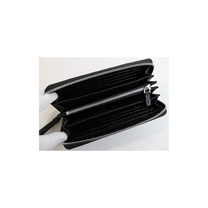 [High-class kimono store] crocodile long wallet men's ladies genuine one piece of leather centering Crocodile inside too Unrivaled black matte finish