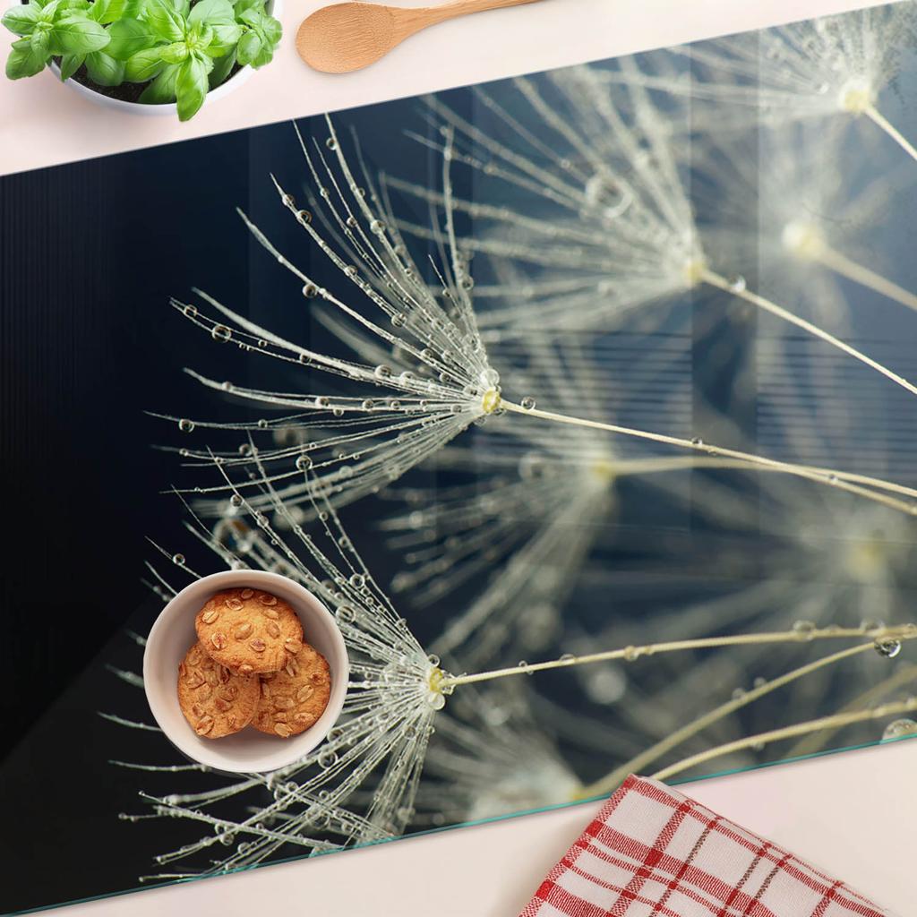 Durable and Stylish Glass Kitchen Backsplash with Dandelion Pattern 80X52 Cm
