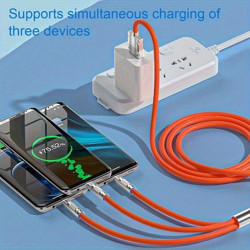 4FT Multi Charging Cable, 3 in 1 Multiple Charger Cable 3 Port IP/Type-C/Micro, Braided Universal Phone Charger Cord with Type-C