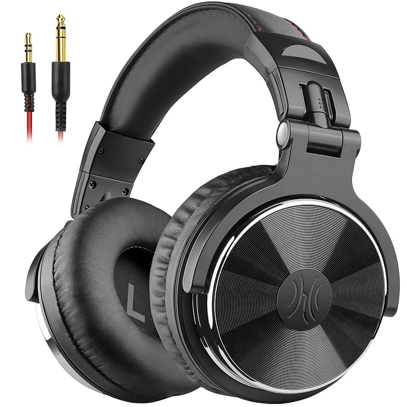 OneOdio Pro 10 Over-Ear Headphones, Wired, Bass-Boosted, 50mm Drivers, 6.35 & 3.5mm Jacks, DJ Monitor Headphones, Recording, Mixing, Studio