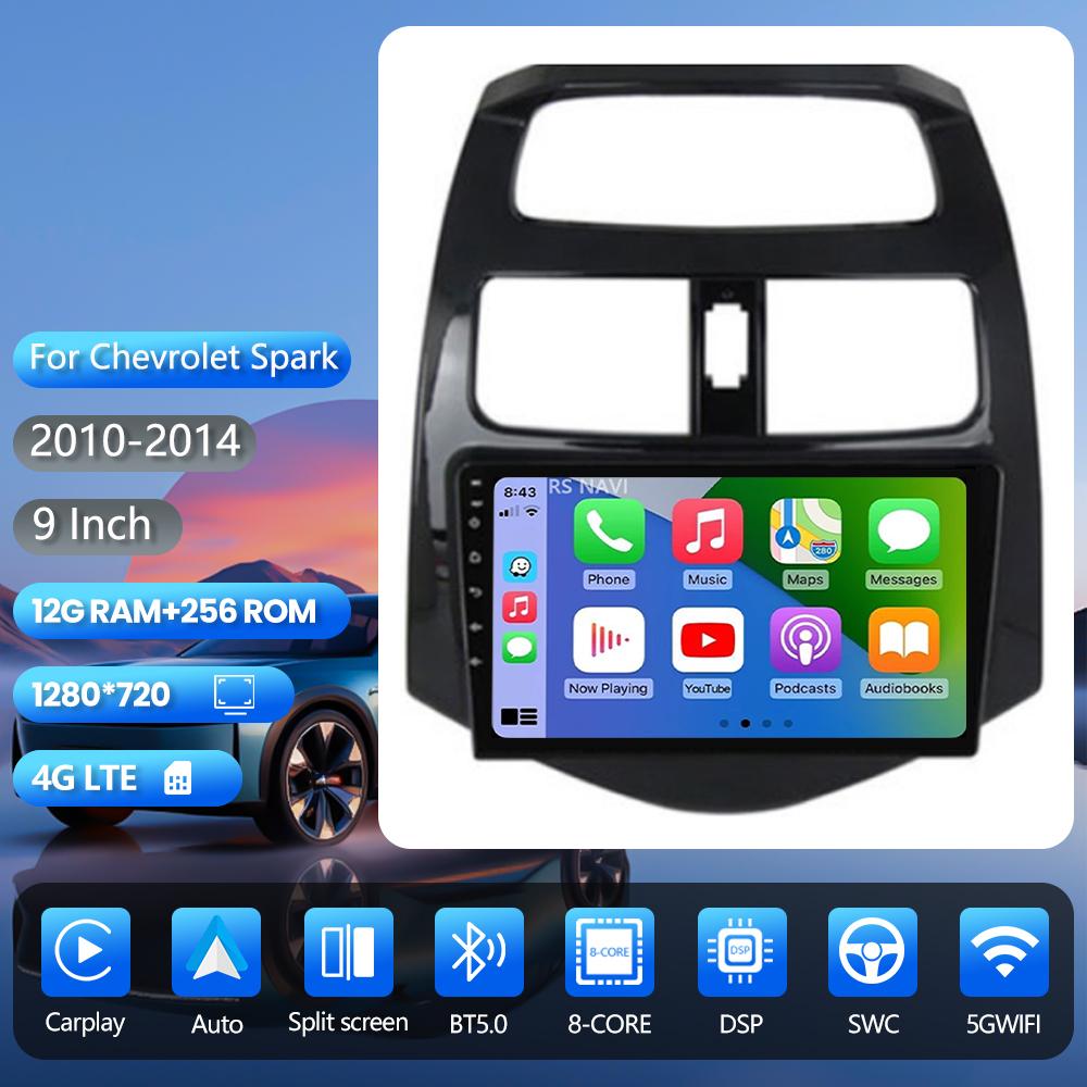 Autoradio stéréo Android 16 pour Chevrolet Spark 2010 2011-2014 avec DSP, CarPlay sans fil, Plug and Play
