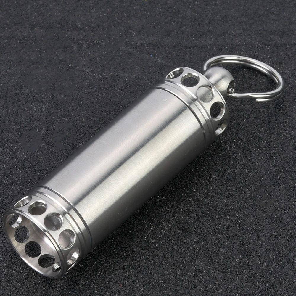 Mini Waterproof Pill Container Stainless Steel Pill Holder Keychain Container  Outdoor Camping