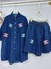 Stilvolles Damen-Zweiteiler-Denim-Set - Strickjacke & Shorts, Europäisch inspirierter lockerer Schnitt