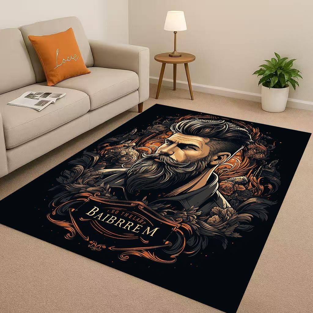2026 New Retro Barber Shop Symbol Sign Living Room Non Slip Area Rug Carpet for Bedroom Playroom Sofa,Home Decor Doormat Gift