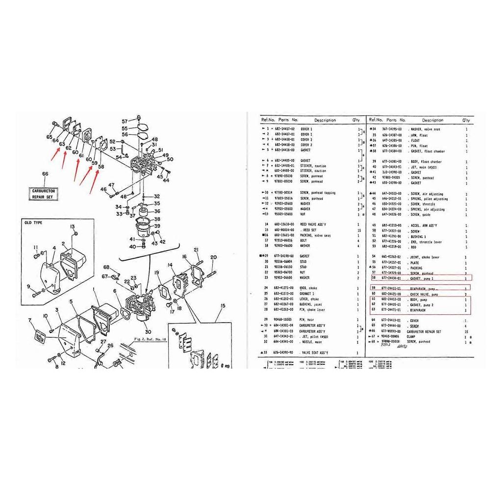 Fuel Pump Repair Kit 677 24411 02 Reliable Sturdy Durable Fuel Pump Repair Gasket Kit for Outboard Motor 2 STROKE 20HP 25HP
