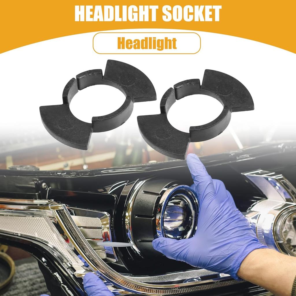 Automotive LED Headlight Bulb Retainer Adapter Holder Socket - Car Headlight Socket - for Honda H1 Plastic Black - 1 Pair