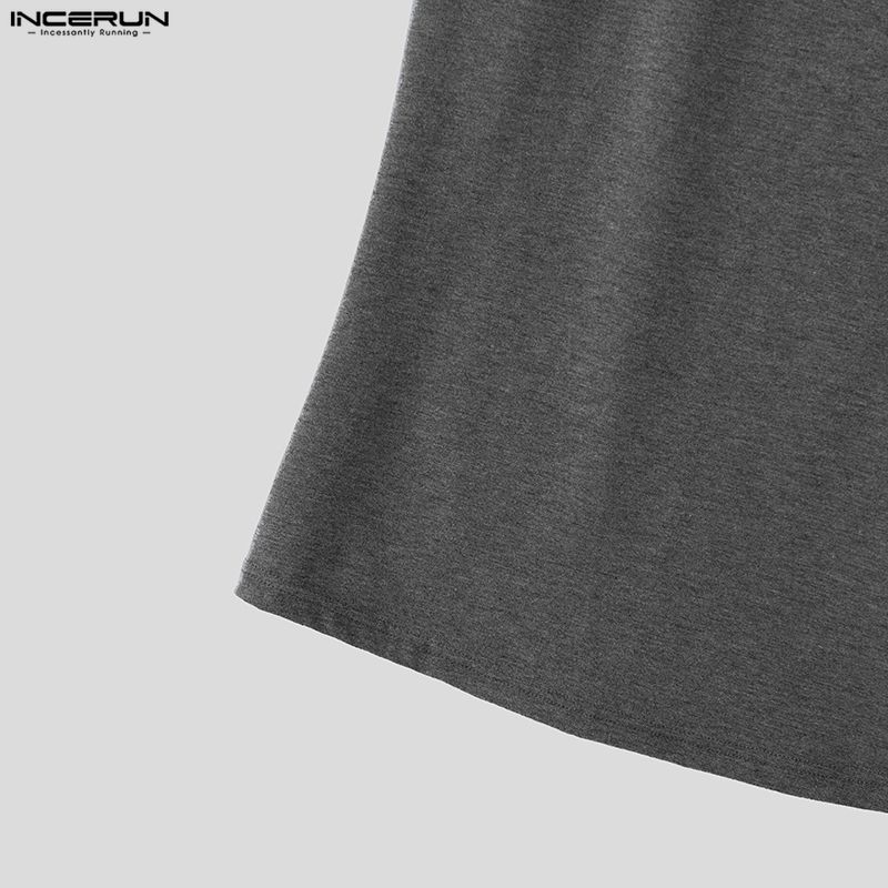 INCERUN Men Sleeveless Striped Splicing Casual Athletic Fitted Tank Tops Undershirts