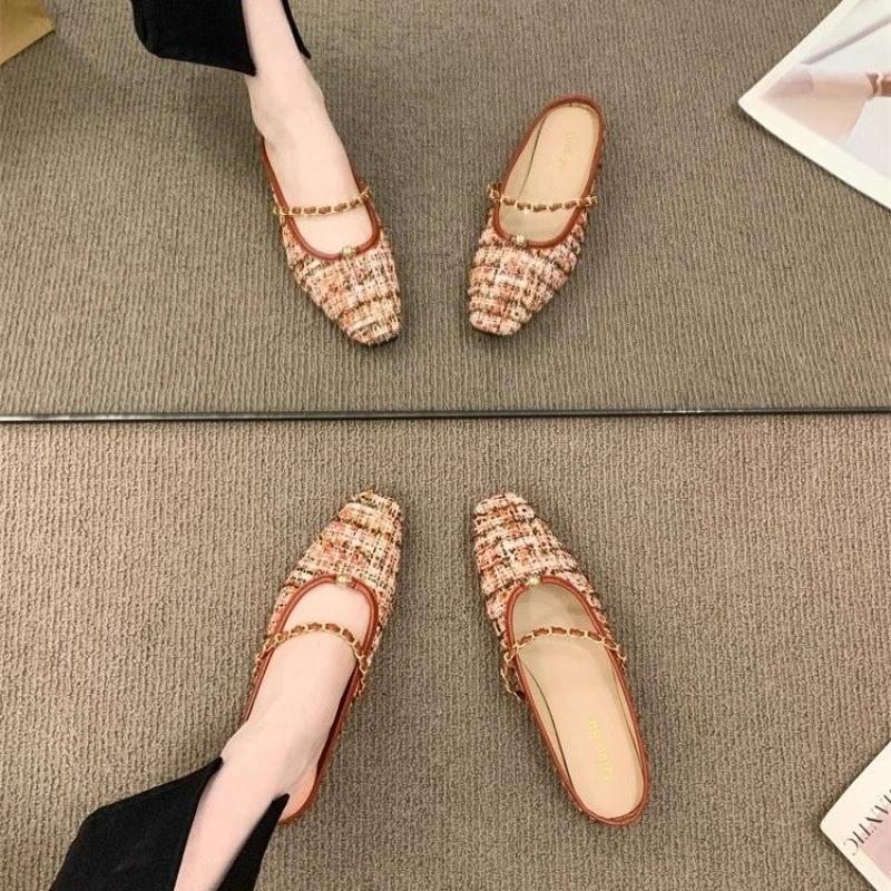 Fashion Mary Jen Shoes Square Toe Summer Women's Slippers and Ladies Sandals Sale New Style Fashion Slides 2025 Trend Comfortable Elegan