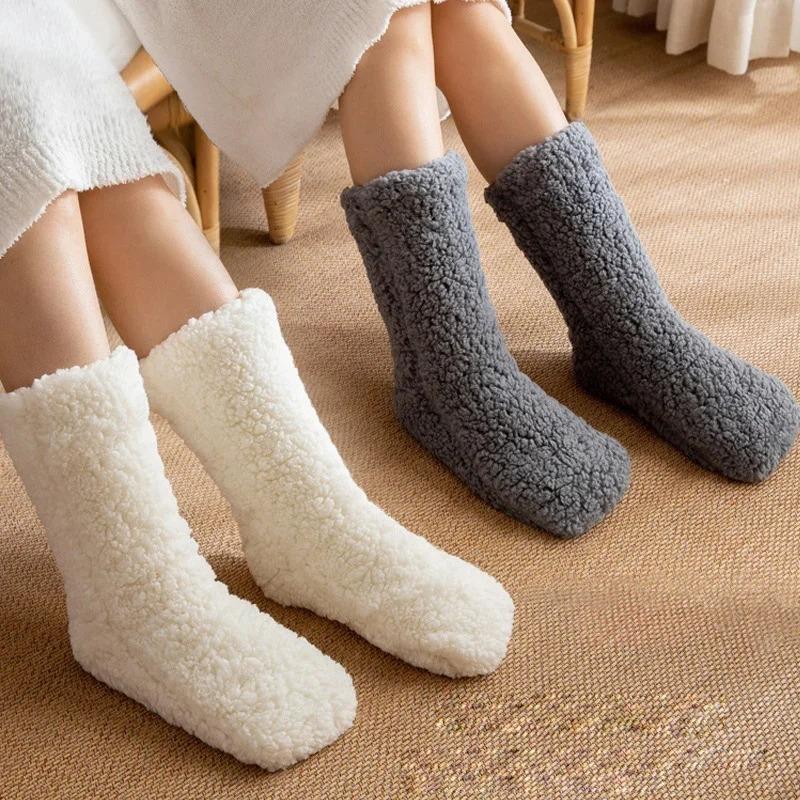 Anti Slip Winter Thermal Socks Thickened Warm Home Soft Plus Velvet Sleeping Floor Slipper Sock Birthday Gift Idea for Women Men