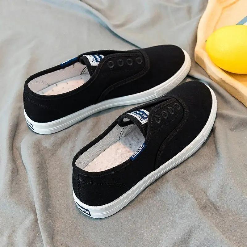 

Модная женская парусиновая белая обувь Chaussures Балетки Кроссовки Молодежные Девушки Новые Все Подходят Дышащие Слипоны Лоферы 40 чёрный