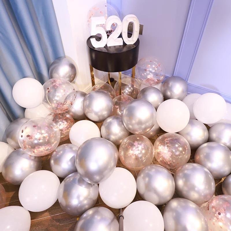 Metallic Silver & Purple Sequin Balloons for Events & Celebrations