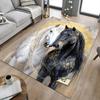1PC White Horse Black Horse Non-Slip Floor Carpet Compatible for Office&Living Room&Dining Room - Flat-Weave Machine- Soft & Pattern-E263