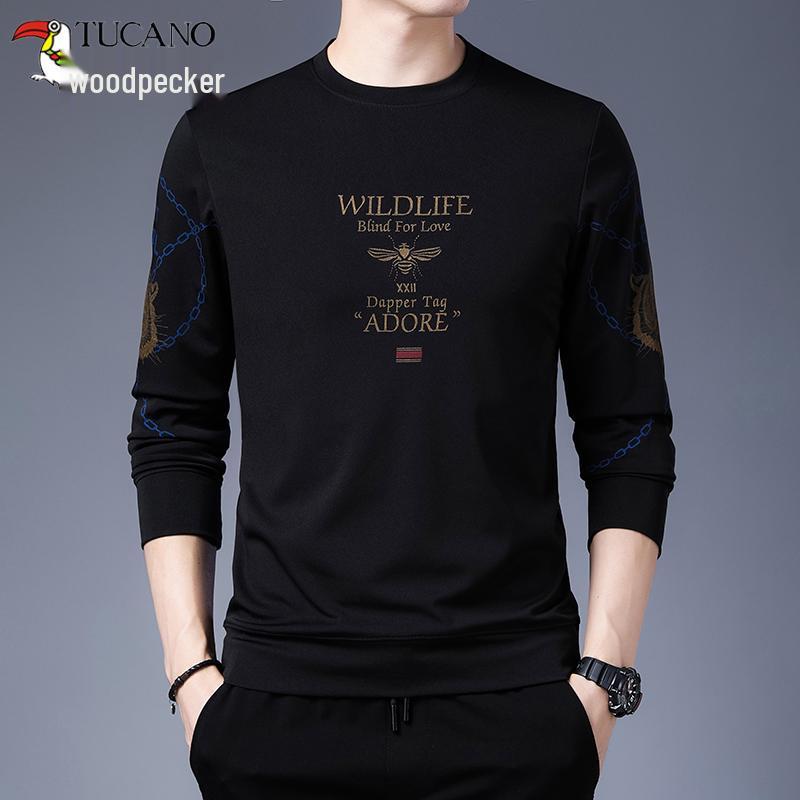 Clearance: Woodpecker Spring/Autumn Men's Long-Sleeve Round Neck Cotton T-Shirt Base Layer