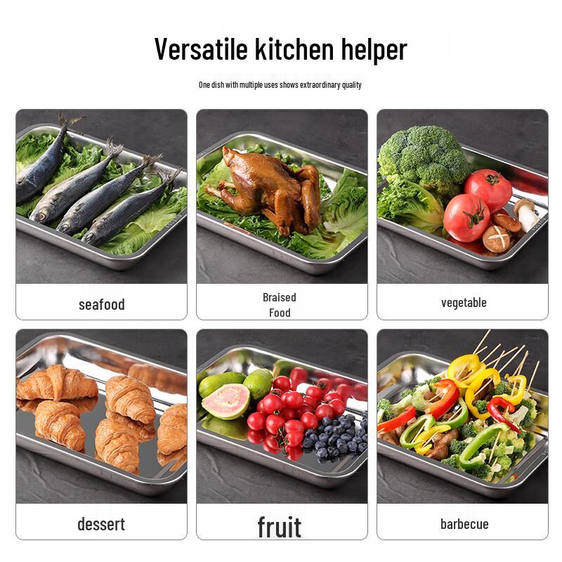 Baijie 304 Stainless Steel Deep Rectangular Serving Tray