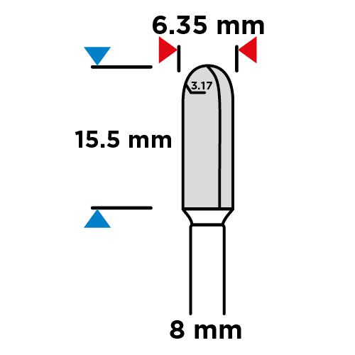 Long U-slot cutter, HM, 6.35 x 15.5 mm, 8 mm shank
