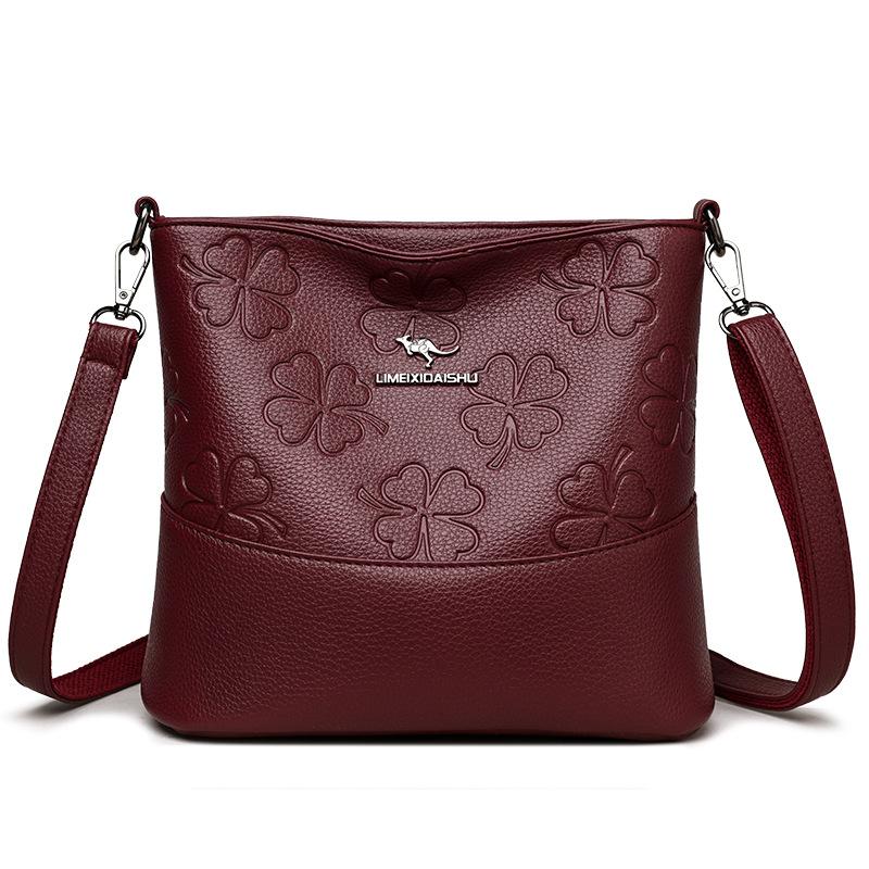 Forsyning Dameveske Bøtteveske Skulderveske Dame premium preget veske Douyin skulderveske Middelaldrende mammas veske