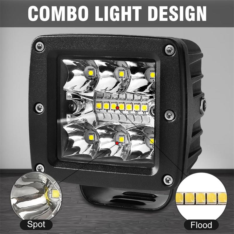 2Pcs Auto Led Light Bar 3Inch Work Light Amber White Strobe Led Pods Drl 12 24V For Jeep Tractors Boat 4X4 Truck Fog Lamp