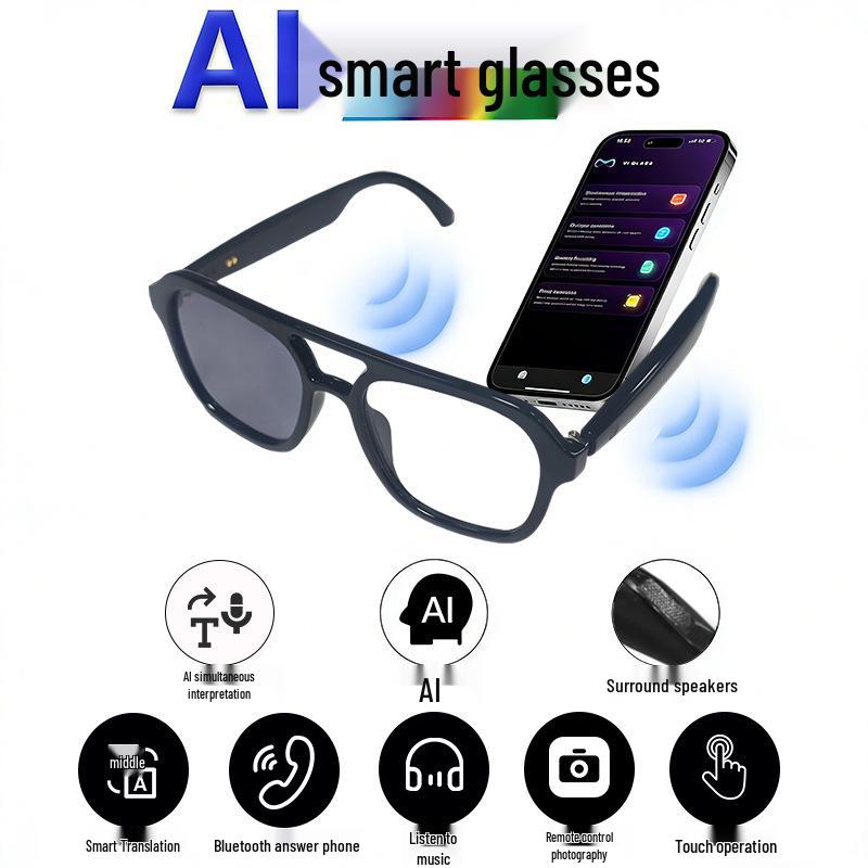 Smart Photochromic AI Glasses with Music & Call Features for Outdoor Cycling & Driving