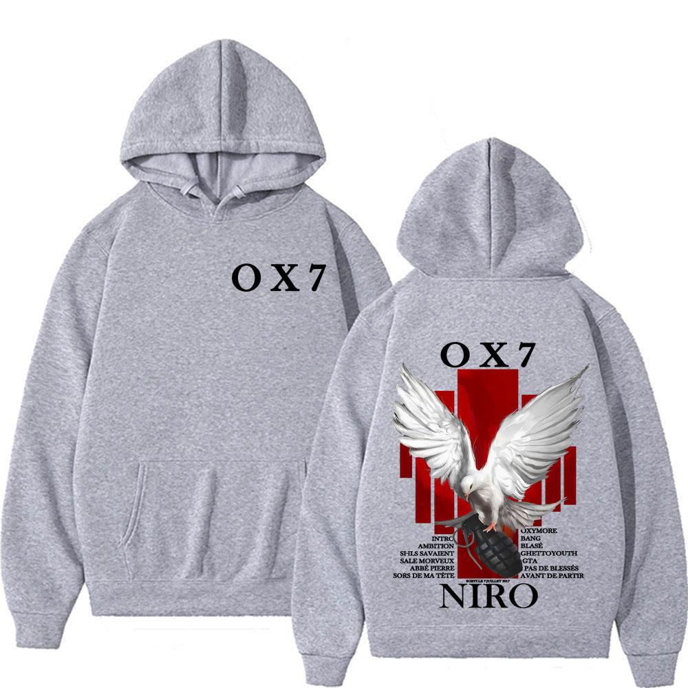 Rapper Niro OX7 Album Graphics Hoodies Men Women Clothing Fashion Long Sleeve Tops Sweatshirt Casual Oversized Hoodie Streetwear
