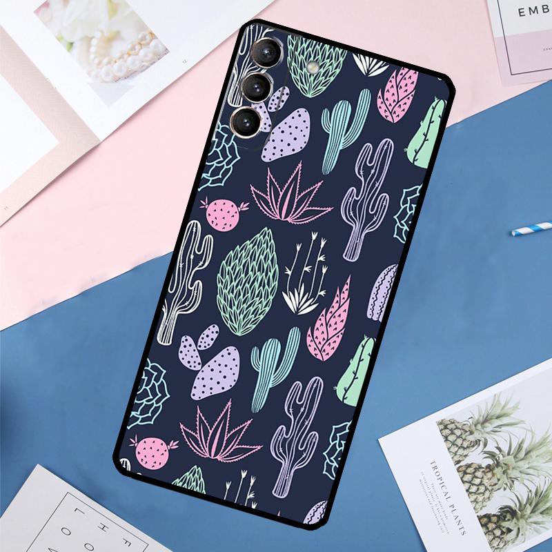 Cactus Pattern Case For Samsung Galaxy S25 Ultra S24 S23 S22 S21 Ultra S9 S10 Plus S23 FE S25 FE Back Cover