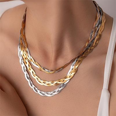 European and American Light Luxury Gold-Plated Titanium Steel Twist Chain Necklace and Bracelet Set