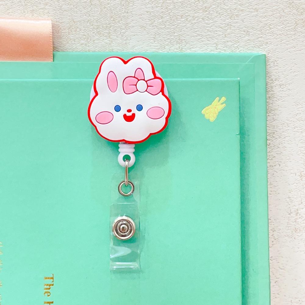 Bear Rabbit Retractable Badge Holder Cartoon Animals Easy Pull Buckle  Hospital Use