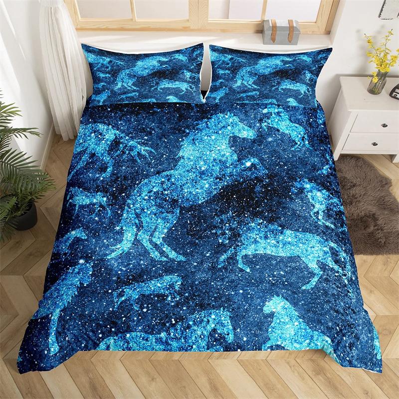 Raccoon Bedding Set Cute Cartoon Animal Duvet Cover Set Universe Galaxy Comforter Cover Polyester Red Starry Sky Bedspread Cover