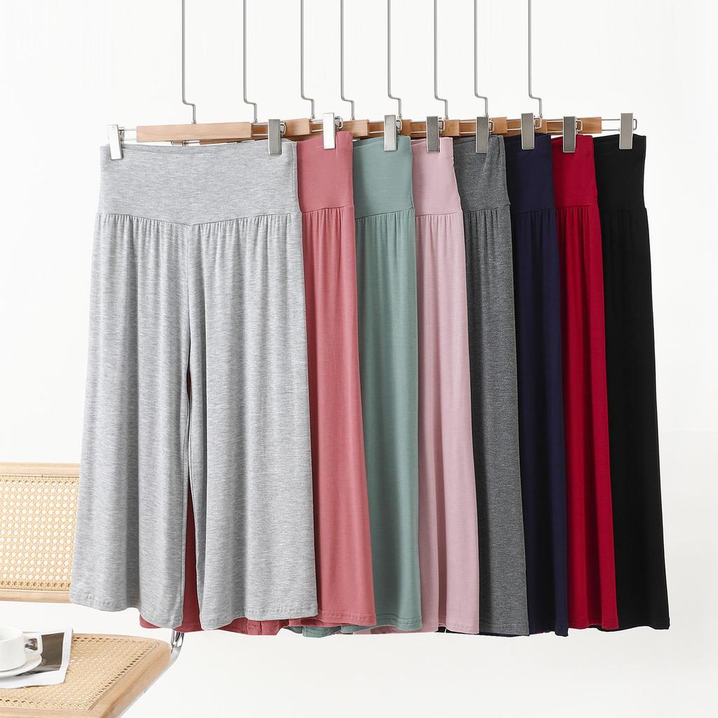 Summer Modal Plus-Size Loose Wide-Leg Cropped Pants - Korean Style High-Waist Casual Trousers