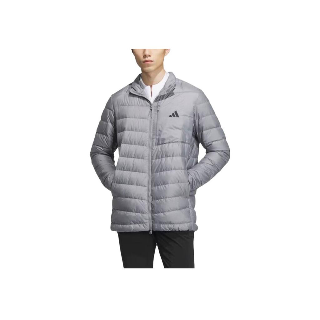 Adidas 630 Padded Solid Color Logo Zipper Stand Collar Long Sleeve Down Jacket Men Jacket Gray HZ6069