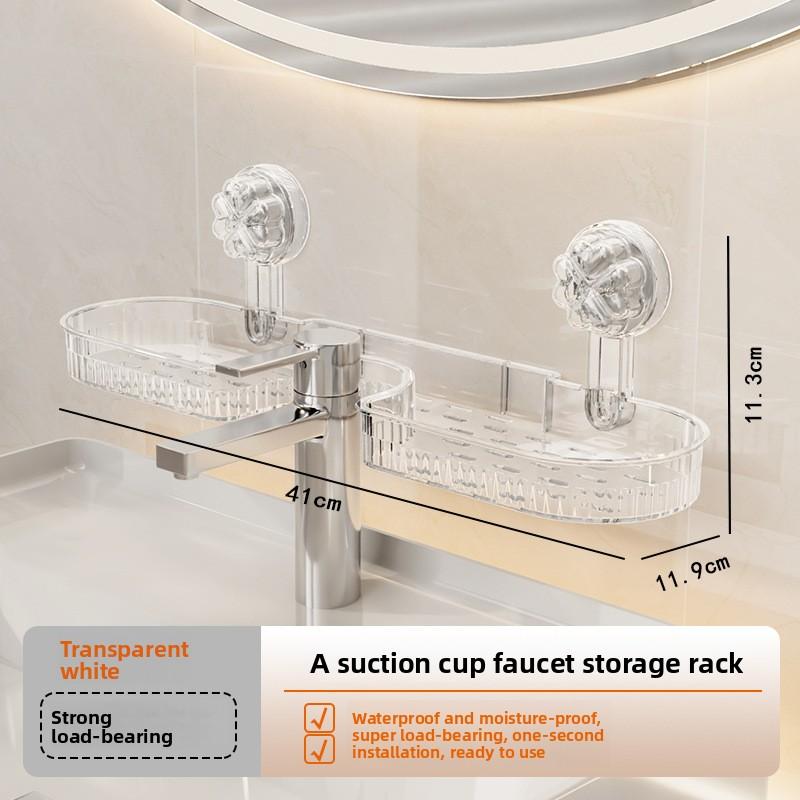 Washing Basin Suction Cup Non Perforated Faucet Storage Rack