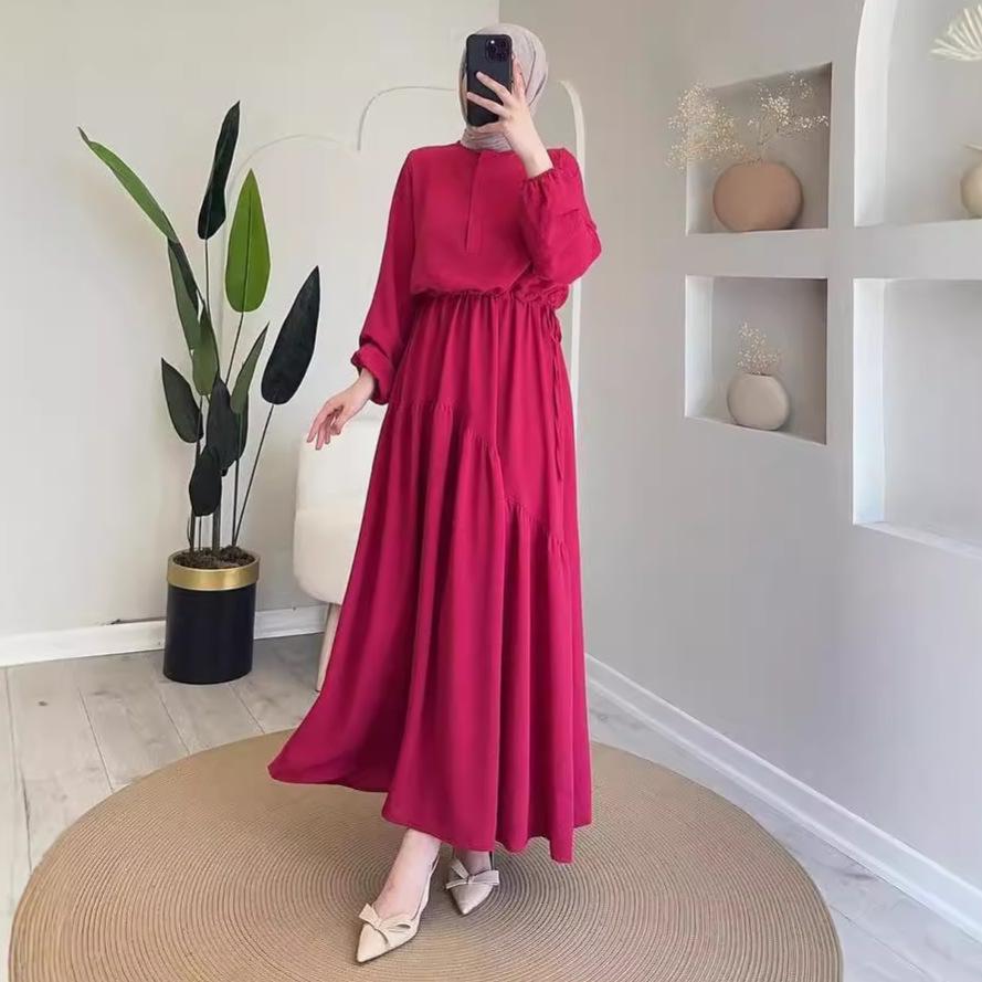 

Комплект на осень 2024 года: однотонный топ с круглым вырезом и плиссированная юбка с высокой талией Medium фуксия