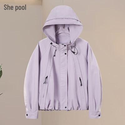 She Chi Women's Casual Loose Hooded Zip-Up Jacket